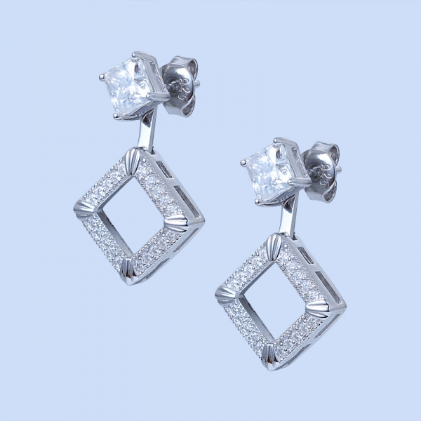 Boucles d'oreilles à bijoux carrés convertibles en argent sterling 925 