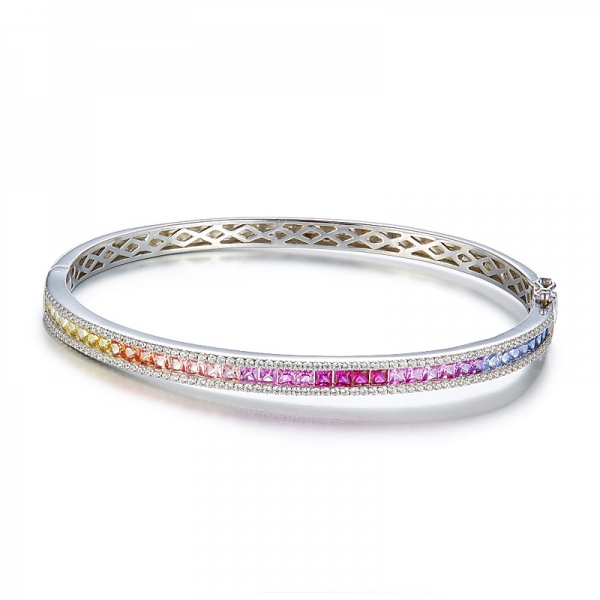 925 bracelet en argent sterling couleur arc-en-ciel 