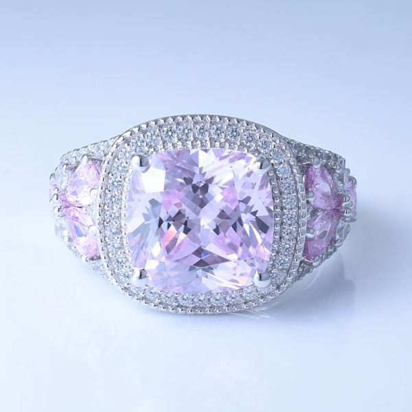 Bague luxueuse en argent sterling 925 avec diamant brillant rose cz 