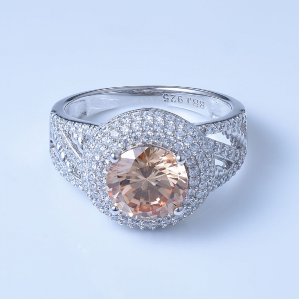 néon apatite rhodium sur 925 argent sterling bagues de mariage diamant rond 