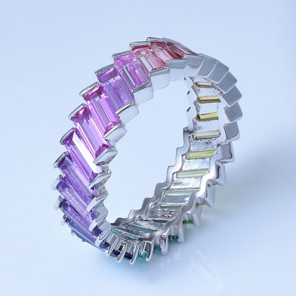 Bague infinity en forme d'arc-en-ciel en argent sterling 925 avec rhodium multicolore 