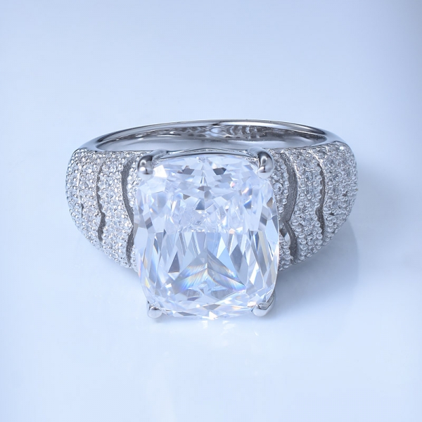 princesse zircone blanche centre rhodium sur alliances en argent sterling 925 avec diamants 