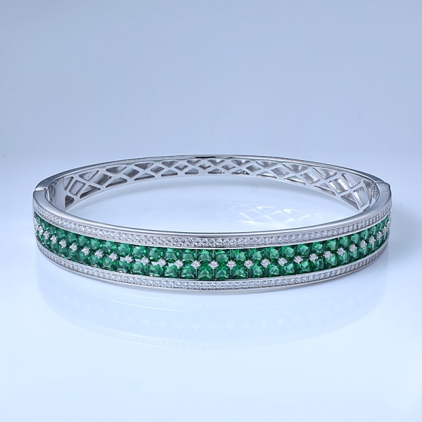 carré simuler émeraude verte rhodium sur bracelet en argent sterling 