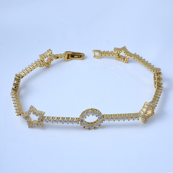 Bracelet étoile et tour en argent sterling avec zircons blancs 