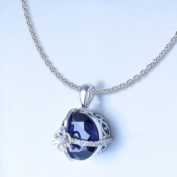 5 carats simulent un pendentif de bijoux en argent sterling avec rhodium et tanzanite bleus 