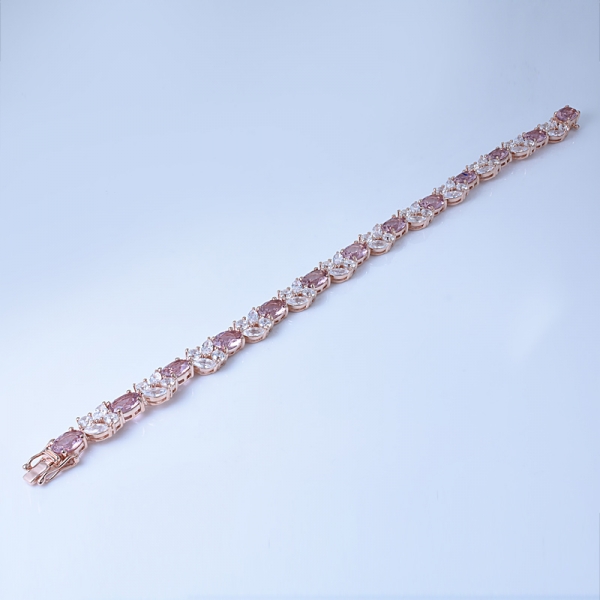 simuler rose morganite et marquise blanc cz or rose sur argent bijoux commander des bracelets de Chine 