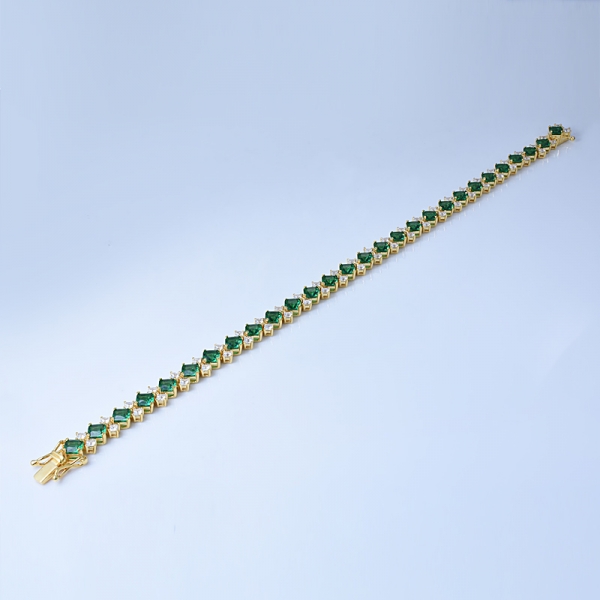Argent sterling 925 en plaqué or 18 carats princesse cré vert émeraude bracelets en gros 