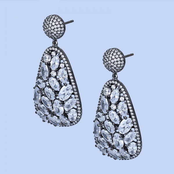 secteur de luxe boucle d'oreille cubique zircon cristal cz bijoux pour femmes mariage inde bijoux de mariée 