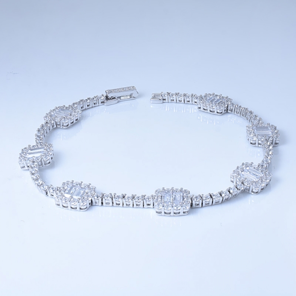 bracelet à longue chaîne en cristal de ton argent sterling élégant bracelet de zircon cubique en diamant papillon 