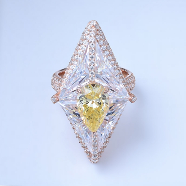 bagues de créateur fantaisie en or rose 18 carats et diamants zircon cubique 