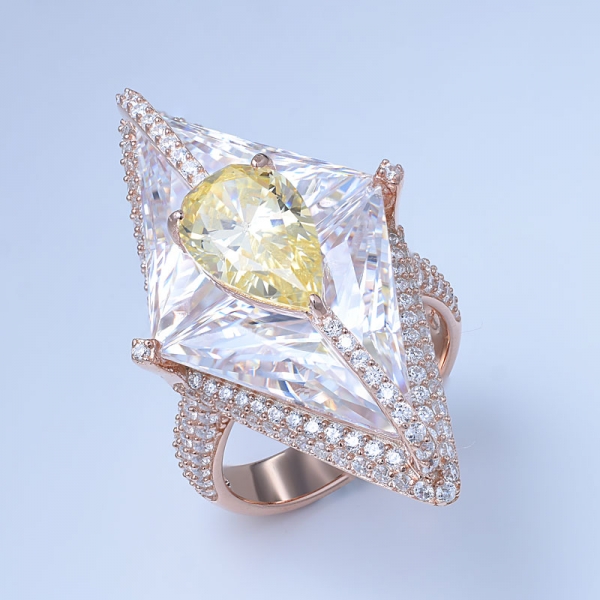 bagues de créateur fantaisie en or rose 18 carats et diamants zircon cubique 