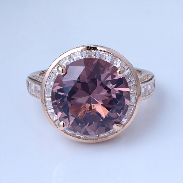 laboratoire a créé un diamant rose clair rhodié sur des anneaux de mariage en argent sterling 925 