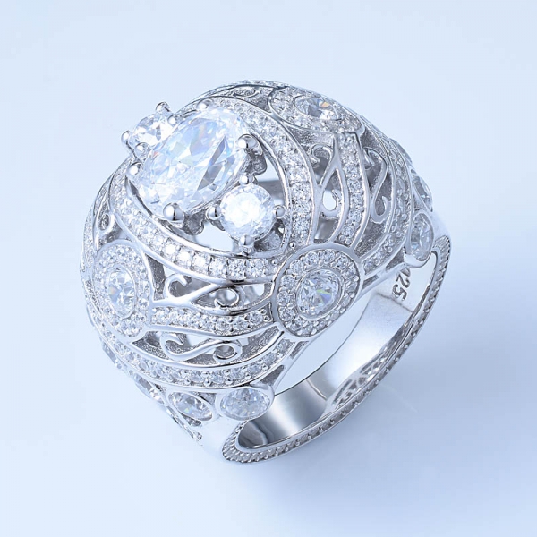 1 carat ovale blanc cz rhodium sur 925 bijoux en argent sterling diamant bagues 