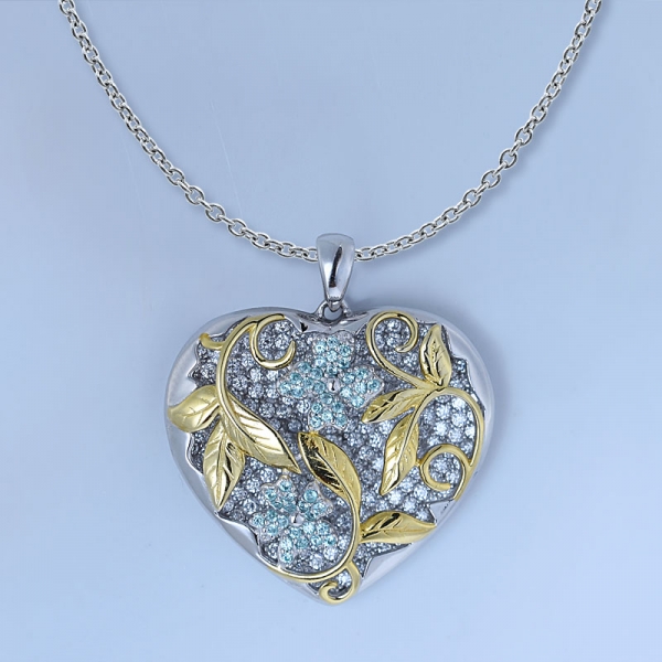 paraiba tourmaline zircone coeur zircone pendentif en argent collier 