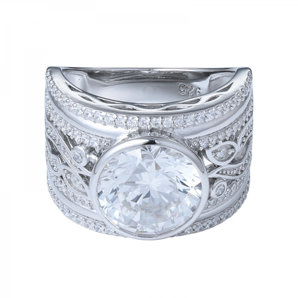 925 argent cz bijoux clair blanc 10mm 5 carats cubique zircone diamant pour bague de fiançailles 