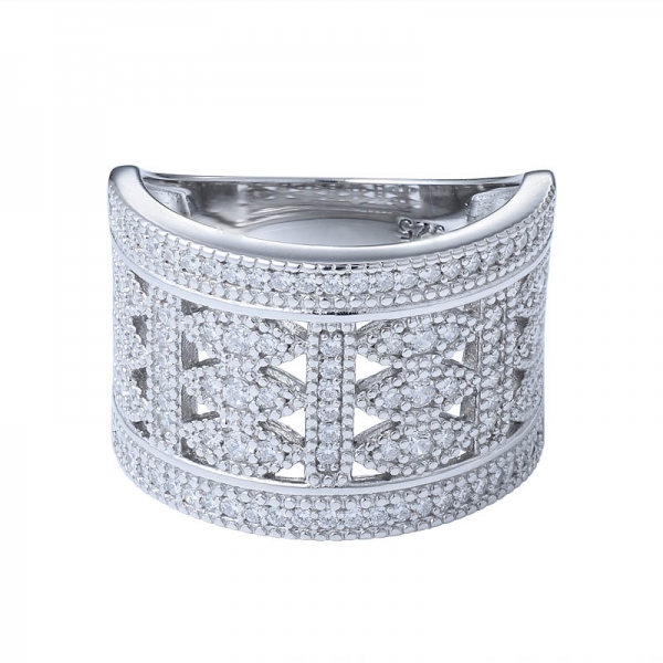 Meilleure vente 925 argent sterling micro pavé cz bijoux zircon grand grand large anneau pour les femmes 