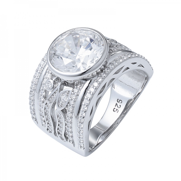925 argent cz bijoux clair blanc 10mm 5 carats cubique zircone diamant pour bague de fiançailles 