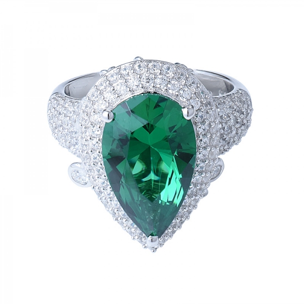 vert nano émeraude 925 argent sterling poire anneaux classique meilleur gemme anneau de mariage pour les femmes bijoux de qualité 