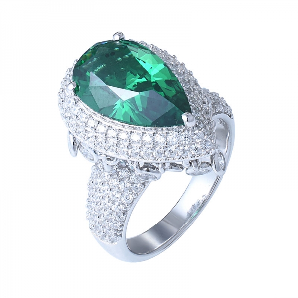 vert nano émeraude 925 argent sterling poire anneaux classique meilleur gemme anneau de mariage pour les femmes bijoux de qualité 