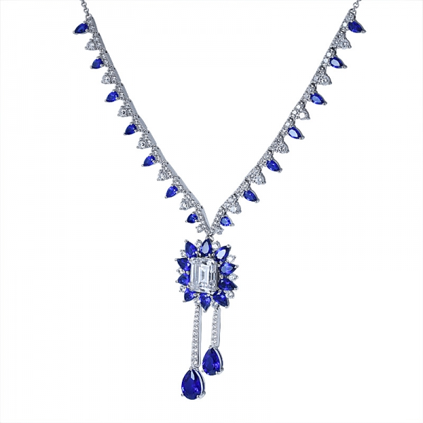 bijoux fantaisie collier fantaisie en argent sterling 925 collier poire saphir bleu 