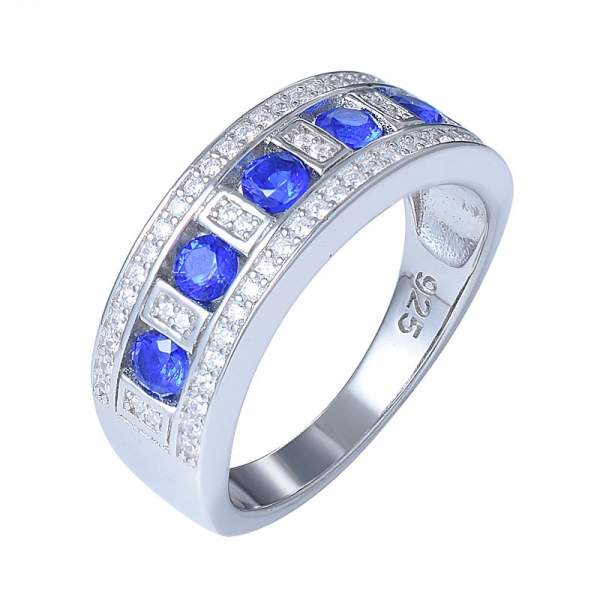 créé bleu saphir pierres précieuses en argent sterling 925 ensemble de bijoux femmes cadeau de fiançailles de mariage 