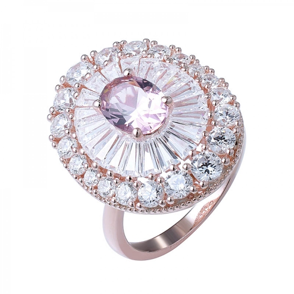 1.0ct ovale coupe simulée morganite couleur gemme accent floral anneau 
