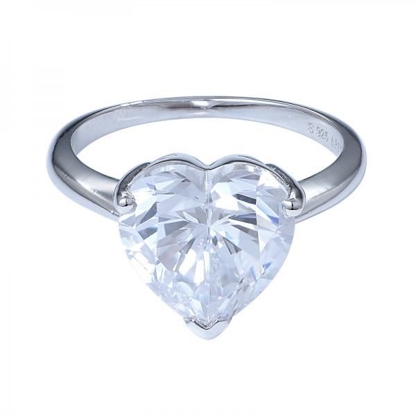Classique en argent sterling en forme de coeur anneau d'anniversaire des femmes anneaux 