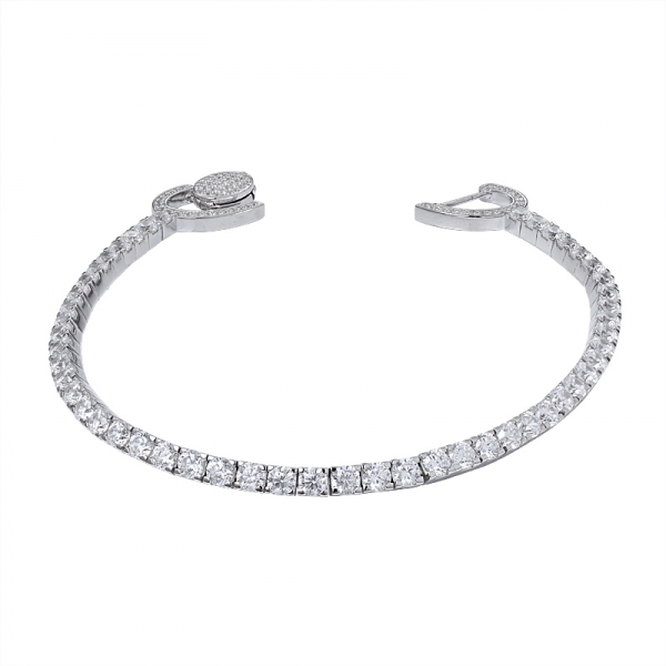 Bijoux de mode 18k Plaqué Or Blanc Cristal de Diamant 3.0 mm Rond Charms Bracelet Chaîne 