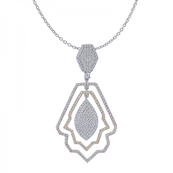 bijoux de collier pour les femmes 2 tons plaqué mousseux hexagone collier de diamants 