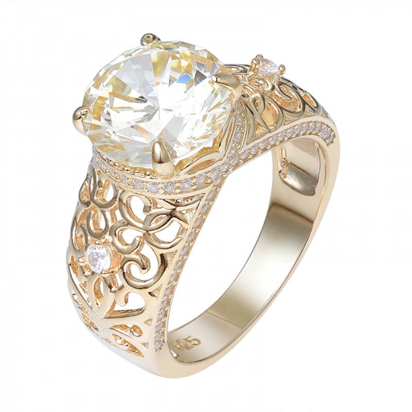 Commerce de gros de 3,5 ct Jaune de diamant Bague de Mariage des Femmes de Bijoux en Argent 925 