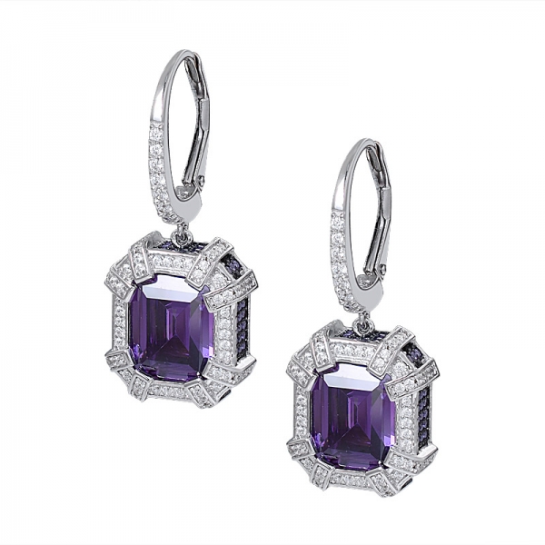 nuptiale de mariage de pierre gemme d'argent améthyste violette boucle d'oreille ensemble de bijoux 