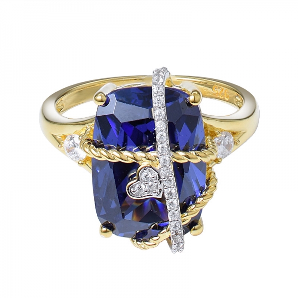 Moderne Paver Diamant Bague de Fiançailles en w/8 Carats taille Coussin Bleu Tanzanite de haute Qualité 