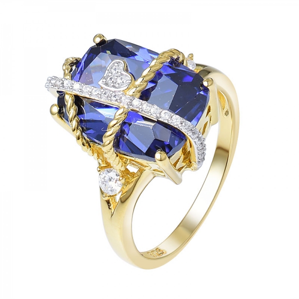 Moderne Paver Diamant Bague de Fiançailles en w/8 Carats taille Coussin Bleu Tanzanite de haute Qualité 