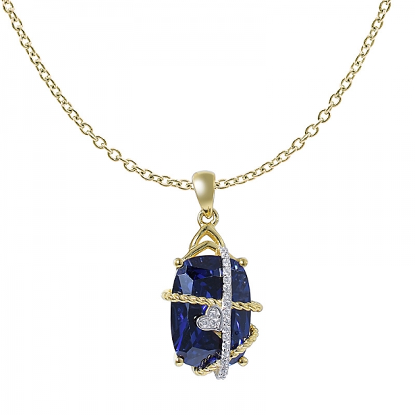Moderne Ouvrir Ensemble de Fiançailles en Diamant pendentif w/8 Carats taille Coussin Bleu Tanzanite de haute Qualité 