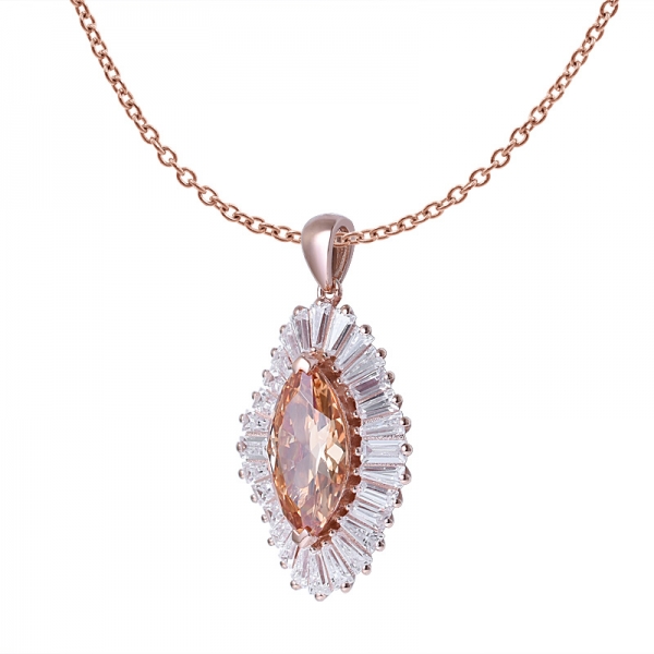 champagne diamant cz center design halo pendentif ensemble bijoux 