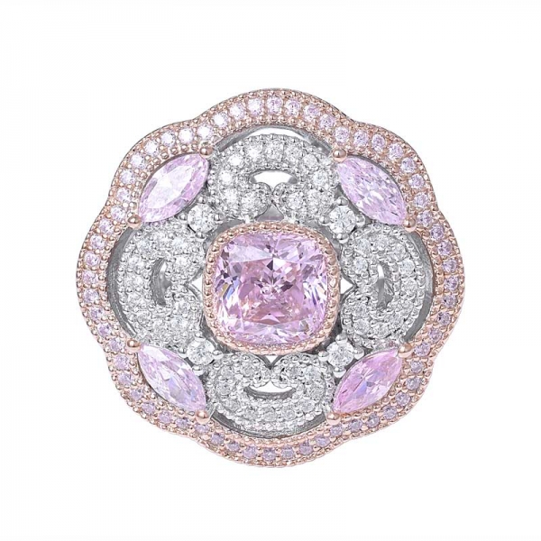 design de mode 1ct bague de fiançailles diamant rose clair taille coussin 