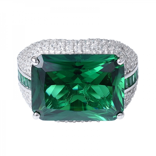 bijoux en argent sterling créés vert émeraude Nano bague solitaire pierres précieuses 