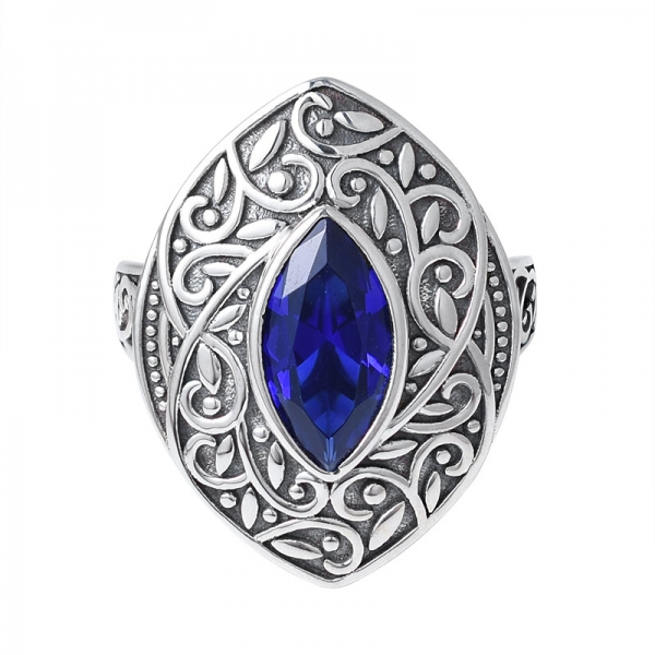 marquises coupe saphir bleu plaqué noir 925 fournisseur de bague de bijoux en argent 
