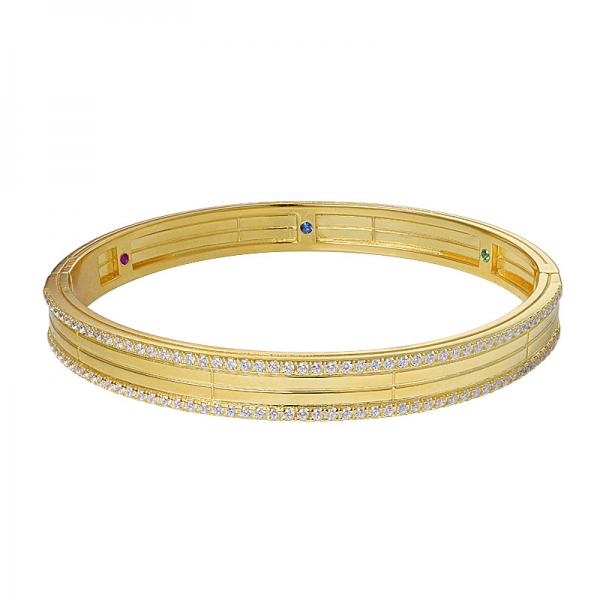 saphir bleu émeraude rubis or jaune coloré sur bracelet en argent sterling 