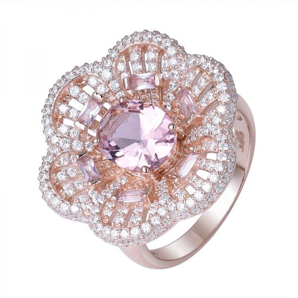 Morganite de coupe ovale 2 carats cz or rose sur bague en argent sterling ensemble de bijoux pour femmes 