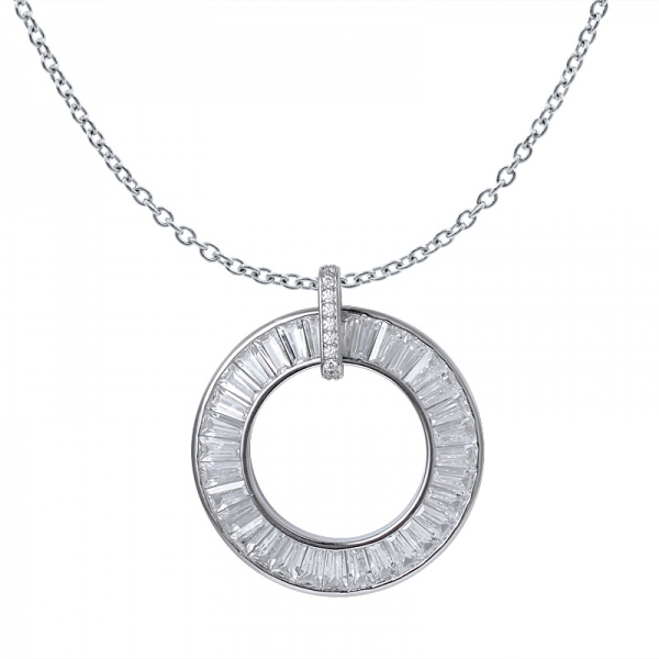 saphir synthétique taille baguette rhodium sur pendentif arc-en-ciel en argent sterling pour femme 
