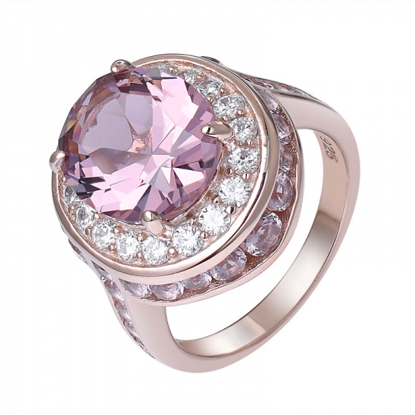 ovale morganite simulé ton or rose 925 bague de fiançailles en argent sterling 