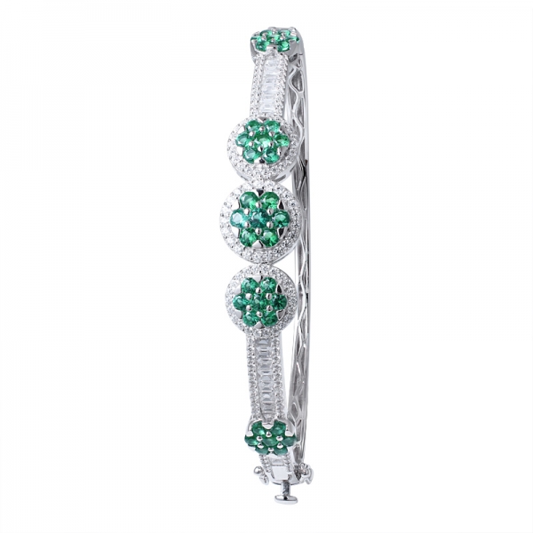créé vert émeraude rhodium sur bracelet en argent sterling pour femme 