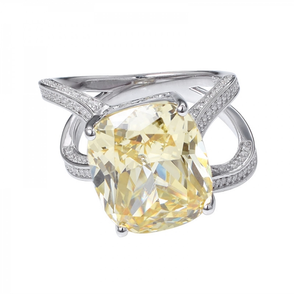 diamant jaune taille coussin créé 925 bague de mariage en argent sterling 