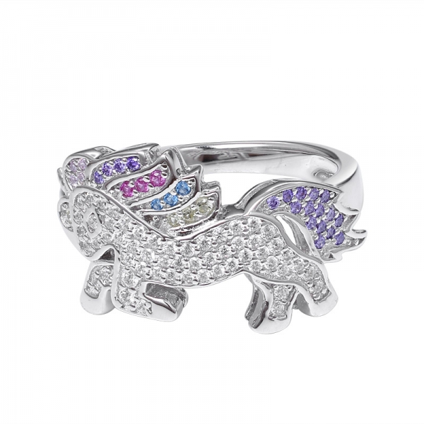 zircone cubique colorée rhodium sur cheval en argent sterling sharpe ensemble de bijoux de bague 