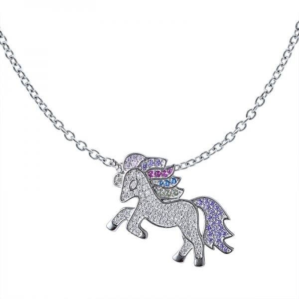 zircone cubique colorée rhodium sur cheval en argent sterling sharpe ensemble de bijoux pendentif 