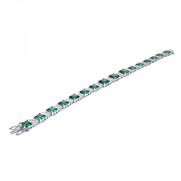 taille princesse émeraude verte créée rhodium sur bracelet en argent sterling 