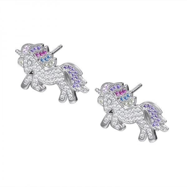 zircone cubique colorée rhodium sur cheval en argent sterling sharpe ensemble de bijoux de boucle d'oreille 