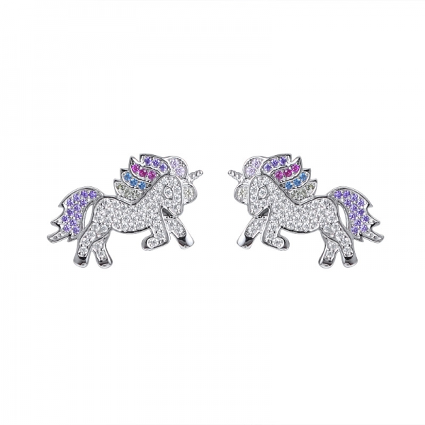 zircone cubique colorée rhodium sur cheval en argent sterling sharpe ensemble de bijoux de boucle d'oreille 