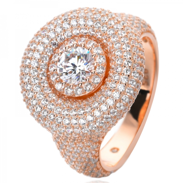 Blanc Cubic Zirconia Rose Gold sur les anneaux d'anniversaire en argent sterling 